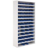 Kovové regály s deličmi Manutan Expert, 198 x 60 x 20 – 40 cm, 12 políc