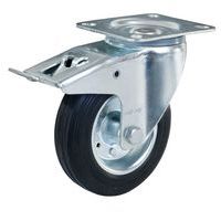 Gumové transportné kolesá s prírubou, priemer 160 – 200 mm, otočné s brzdou, valčekové ložiská