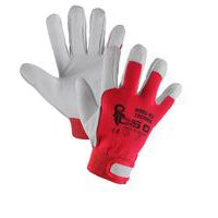 Kožené rukavice CXS, biele/červené