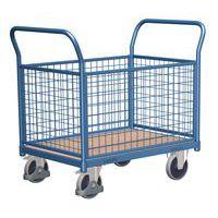 Plošinový vozík s dvoma držadlami s mrežovanou výplňou a bočnými stenami, do 400 kg