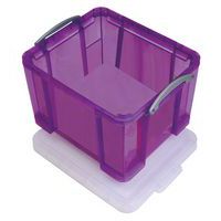 Plastové úložné boxy s vekom na klipsu, fialové