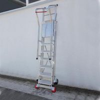 Pojazdný skladací hliníkový plošinový rebrík, 4 stupne