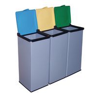 Súprava 3 ks odpadkových košov Monti na triedený odpad, objem 3 x 85 l, kombinácia farieb