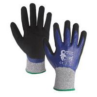 Polyetylénové rukavice CXS Rita polomáčané v nitrile, čierne/modré