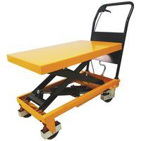 Mobilný hydraulický zdvíhací stôl Manutan, do 1 000 kg, doska 101,5 x 51,5 cm