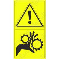 Výstražné tabuľky – Výstraha, nebezpečenstvo vtiahnutia končatiny ozubenými kolesami