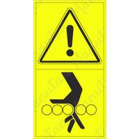 Výstražné tabuľky – Výstraha, nebezpečenstvo vtiahnutia ruky medzi valčeky