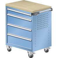 Dielenské zásuvkové vozíky LISTA, pracovná doska z multiplexnej dyhy, 4 zásuvky