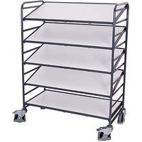 Policový vozík Euro so šikmými policami ESD, 5 políc, 135 x 66,5 x 170 cm, sivý