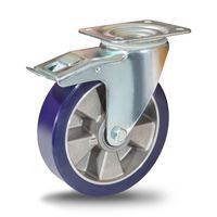 Polyuretánové transportné kolesá s prírubou, otočné s brzdou, guľkové ložiská
