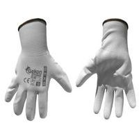 Ochranné rukavice biele z pletenej bavlny, polomáčané v PU