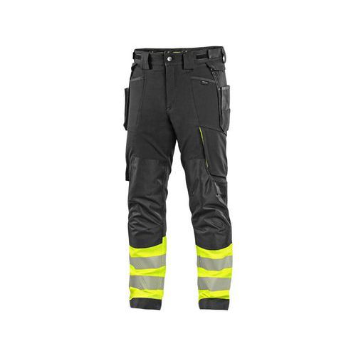 Nohavice CXS NAOS HV, pánske, čierno-žltá Hi-Vis, reflexné pruhy