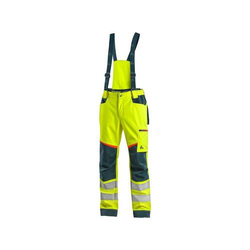 Nohavice CXS BEDFORD, výstražné, pánske, softshell, žlto-petrolová