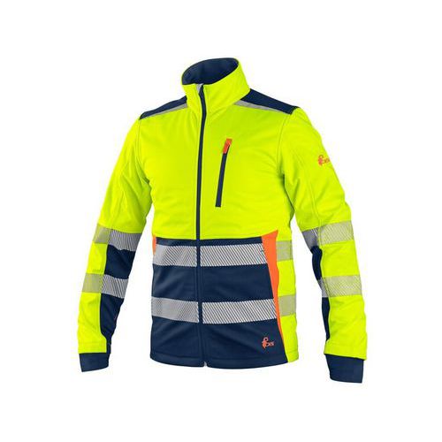 Bunda CXS BENSON, výstražná, softshell, pánska, žlto-modrá