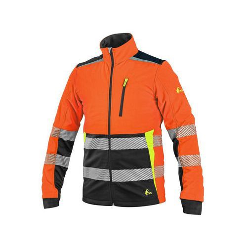 Bunda CXS BENSON, výstražná, softshell, pánska, oranžovo - čierna