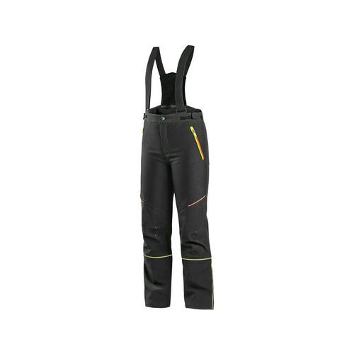 Nohavice CXS TRENTON, zimné softshell, detské, čierne s HV žlto/oranžové doplnky