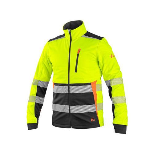 Bunda CXS BENSON, výstražná, softshell, pánska, žlto-čierna, veľ. 4XL