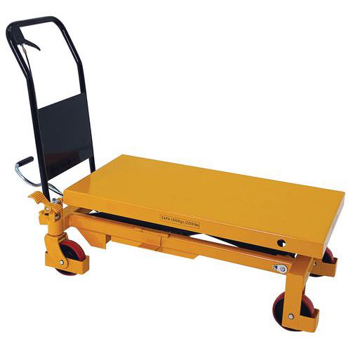 Mobilný hydraulický zdvíhací stôl Manutan Expert, do 1 000 kg, doska 101,5 x 51,5 cm