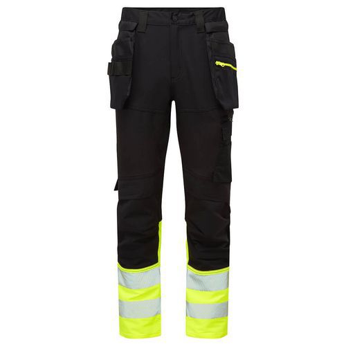 DX4 Hi-Vis triedy 1 nohavice Craft s odnímateľným vreckom, čierna/žltá