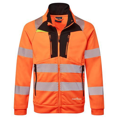DX4 Hi-Vis mikina so zipsom, čierna/oranžová