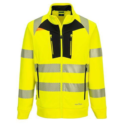 DX4 Hi-Vis mikina so zipsom, čierna/žltá