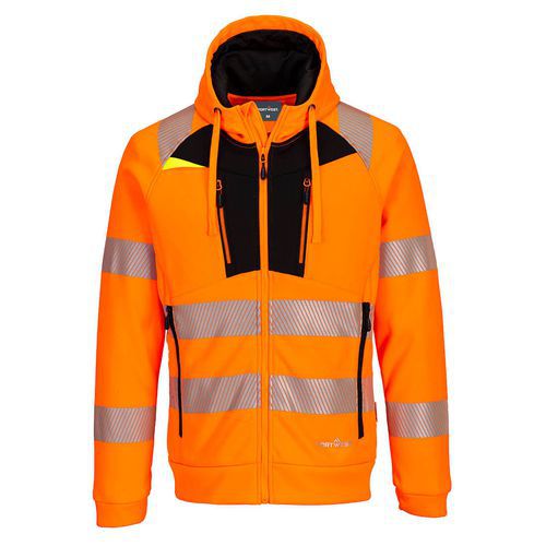 Mikina s kapucňou DX4 Hi-Vis na zips, čierna/oranžová