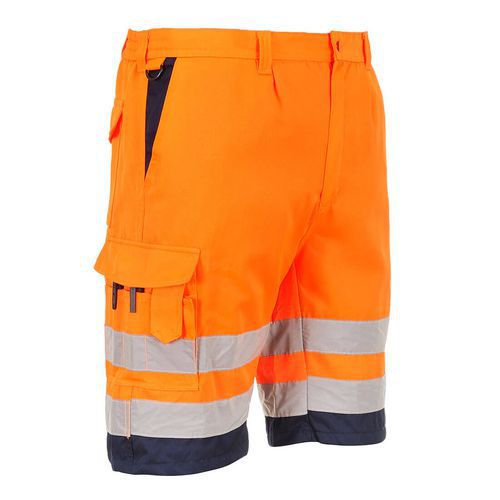 Hi-Vis ľahké polybavlnené šortky, modrá/oranžová