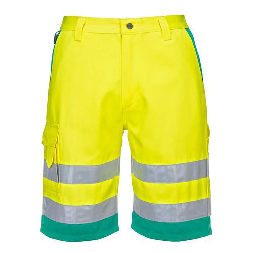 Hi-Vis ľahké polybavlnené šortky, zelená/žltá