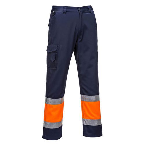 Hi-Vis Combat ľahké dvojfarebné nohavice, modrá/oranžová