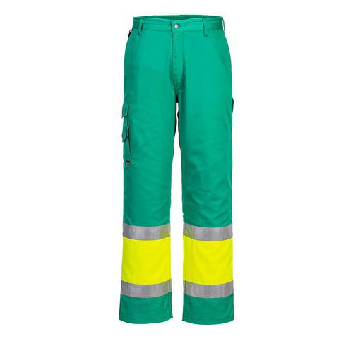 Hi-Vis Combat ľahké dvojfarebné nohavice, zelená/žltá