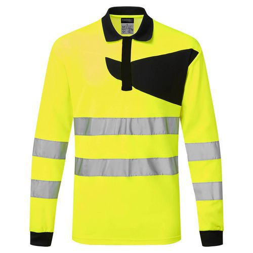 PW2 Hi-Vis Polo tričko L/S, čierna/žltá