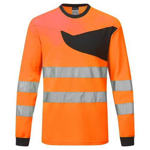 PW2 Hi-Vis tričko L/S, čierna/oranžová
