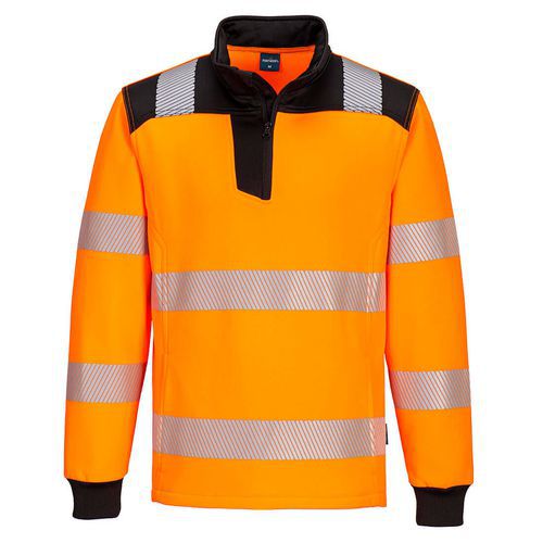 PW3 Hi-Vis mikina 1/4 zips, čierna/oranžová