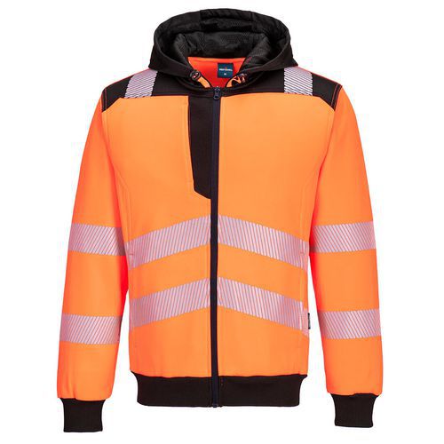 Mikina PW3 Hi-Vis na zips, čierna/oranžová