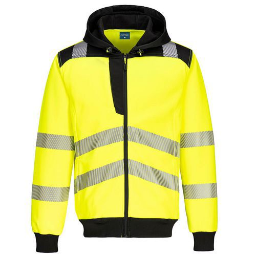 Mikina PW3 Hi-Vis na zips, čierna/žltá