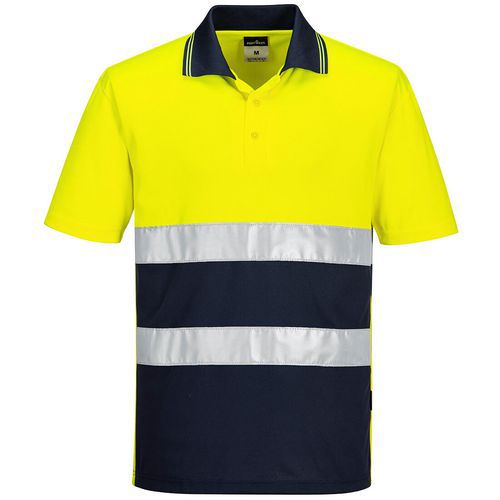 Hi-Vis ľahké kontrastné polo tričko S/S, modrá/žltá