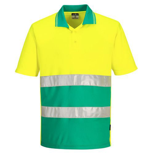 Hi-Vis ľahké kontrastné polo tričko S/S, zelená/žltá