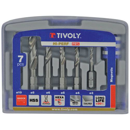 Súprava vrtákov Tivoly HSS Shock, 7 ks
