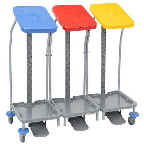 Vozík Manutan Expert na zber bielizne, 3 x 70 l