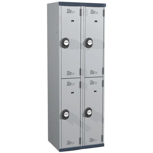 Zvárané šatníky Acial, 2 stĺpce, 4 boxy, 300 mm, kódový zámok Zvárané šatníky Acial, 2 stĺpce, 4 boxy, 300 mm, kódový zámok