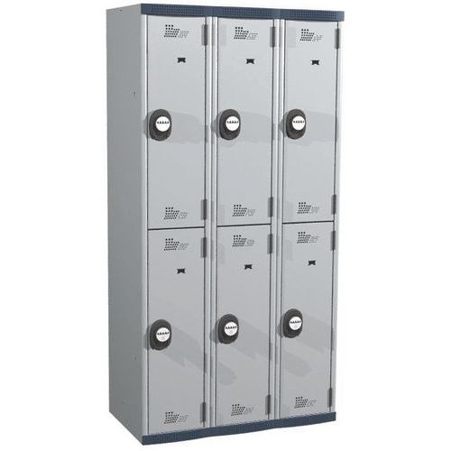 Zvárané šatníky Acial, 3 stĺpce, 6 boxov, 300 mm, kódový zámok Zvárané šatníky Acial, 3 stĺpce, 6 boxov, 300 mm, kódový zámok