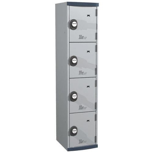 Zvárané šatníky Acial, 1 stĺpec, 4 boxy, 400 mm, kódový zámok