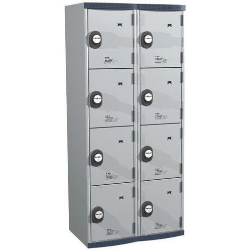 Zvárané šatníky Acial, 2 stĺpce, 8 boxov, 400 mm, kódový zámok Zvárané šatníky Acial, 2 stĺpce, 8 boxov, 400 mm, kódový zámok
