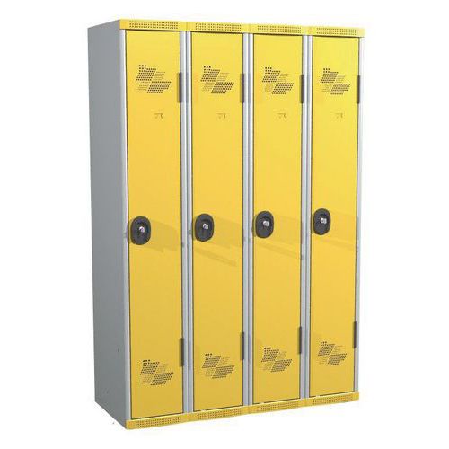 Zvárané šatníky Acial, 4 oddiely, 300 mm, cylindrický zámok Zvárané šatníky Acial, 4 oddiely, 300 mm, cylindrický zámok