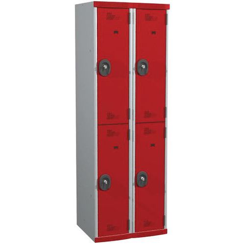 Zvárané šatníky Acial, 2 stĺpce, 4 boxy, 300 mm, cylindrický zámok Zvárané šatníky Acial, 2 stĺpce, 4 boxy, 300 mm, cylindrický zámok