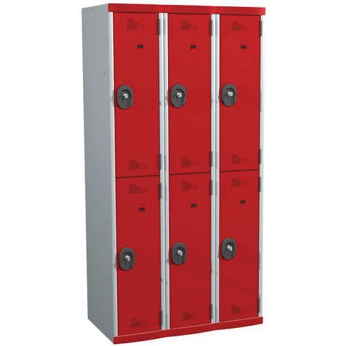 Zvárané šatníky Acial, 3 stĺpce, 6 boxov, 300 mm, cylindrický zámok