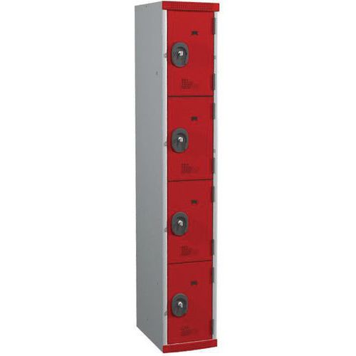 Zvárané šatníky Acial, 1 stĺpec, 4 boxy, 300 mm, cylindrický zámok Zvárané šatníky Acial, 1 stĺpec, 4 boxy, 300 mm, cylindrický zámok