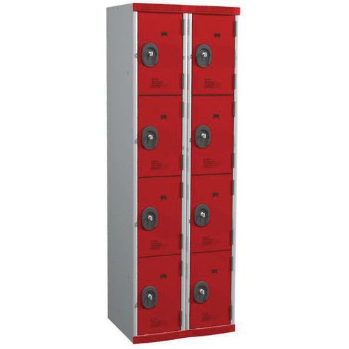 Zvárané šatníky Acial, 2 stĺpce, 8 boxov, 300 mm, cylindrický zámok Zvárané šatníky Acial, 2 stĺpce, 8 boxov, 300 mm, cylindrický zámok