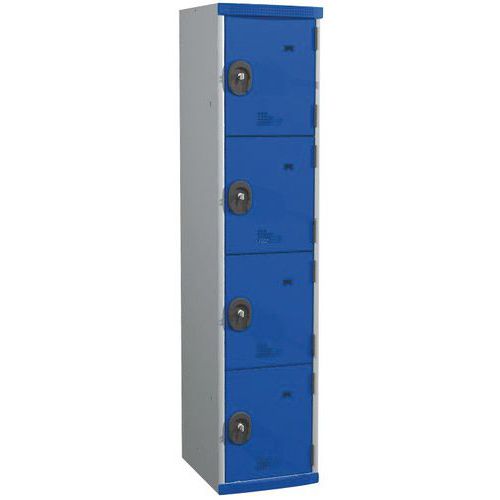 Zvárané šatníky Acial, 1 stĺpec, 4 boxy, 400 mm, cylindrický zámok