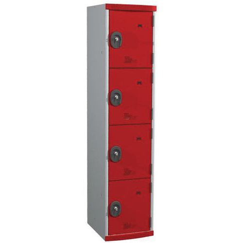 Zvárané šatníky Acial, 1 stĺpec, 4 boxy, 400 mm, cylindrický zámok